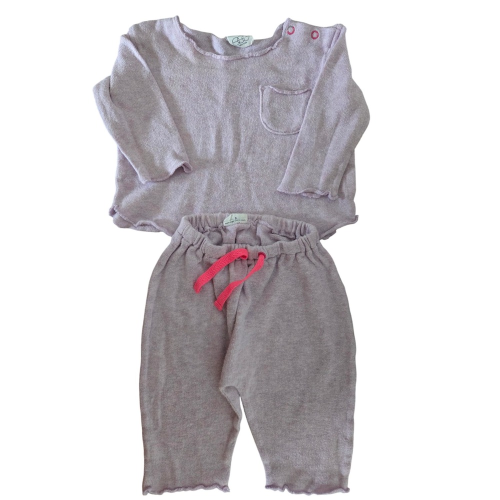 Egg Baby Knit Set Top and Pants‎ Lilac Pink Drawstring 3 Months Baby Outfit